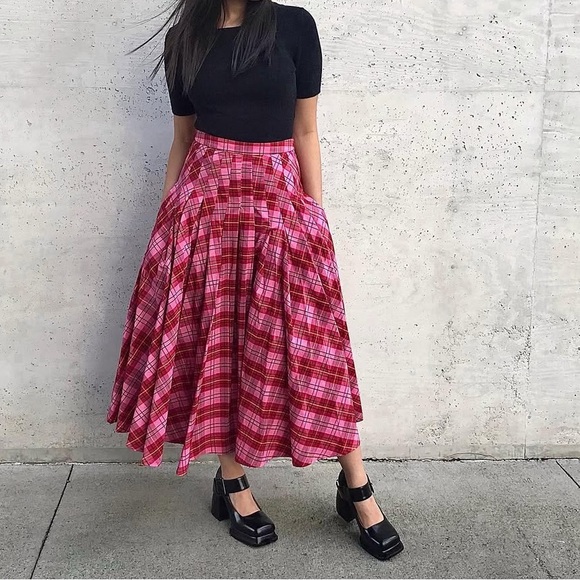 MOLLY GODDARD Dresses & Skirts - MOLLY GODDARD Red Pink Maxi A-line Skirt
